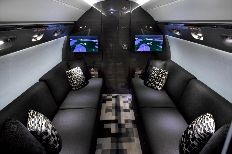 inside private jet bedroom